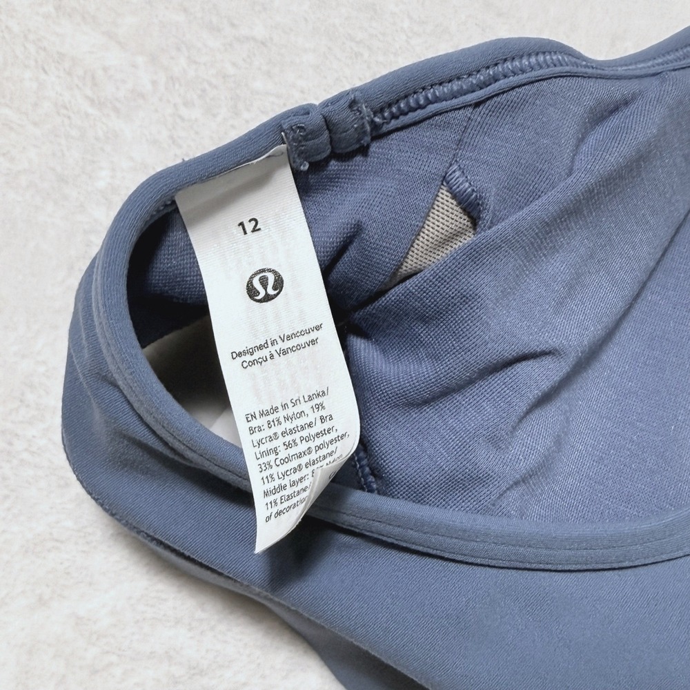 Lululemon Blue Flow Y Nulu Bra 12 Yoga Racerback Activewear Sports Bra - New - Picture 3 of 5